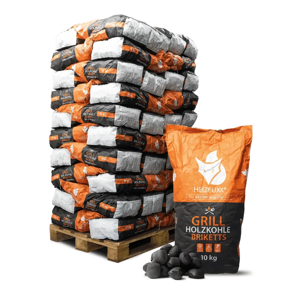 Heizfuxx Grillkohle Briketts 10 kg x 60 Sack