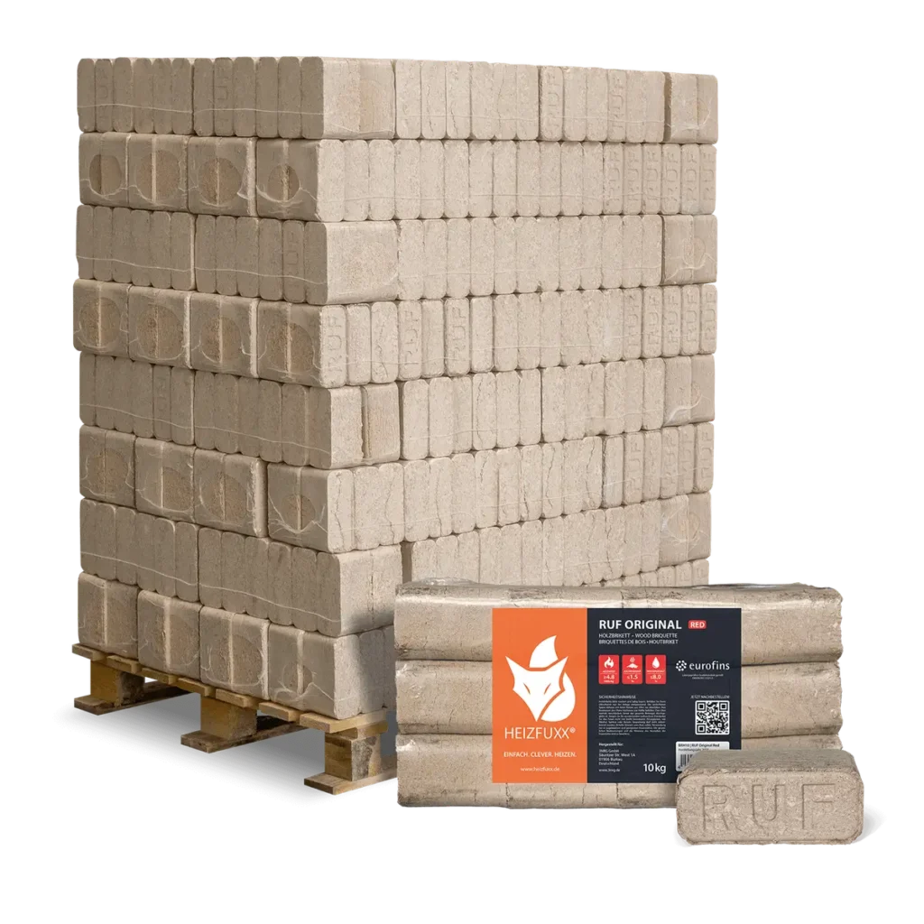 Heizfuxx Holzbriketts RUF Hartholz 10 kg x 96 Gebinde